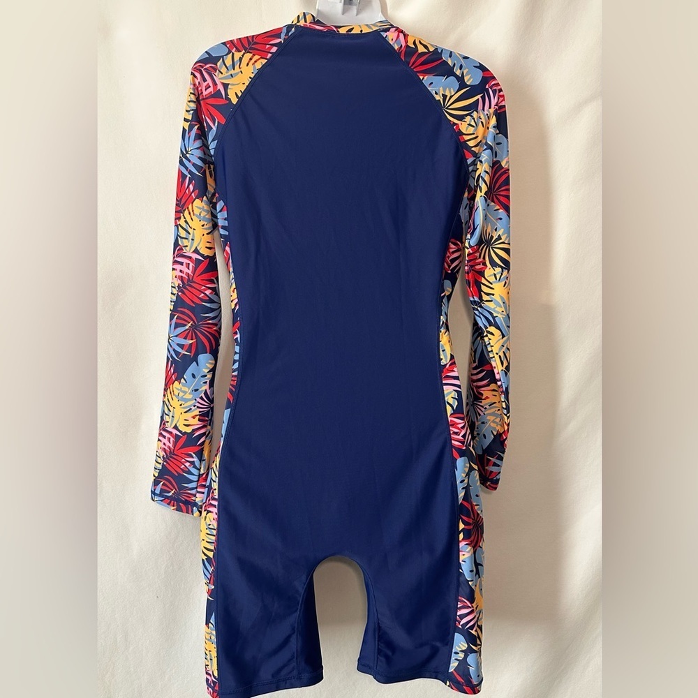 Halcurt Women's Navy Floral Long Sleeve Swimsuit # A-2 - Picture 10 of 15